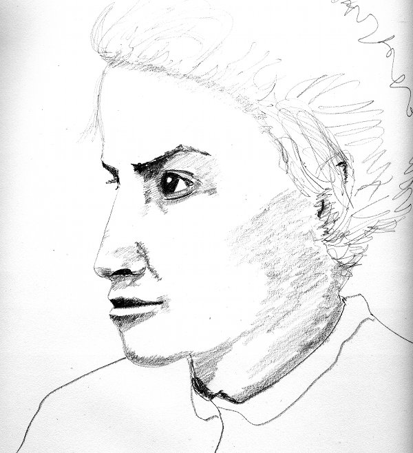 pencil sketch of Mamie La Barge