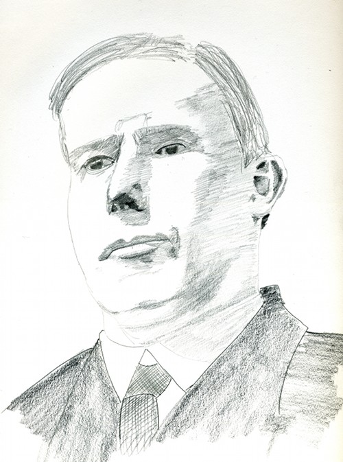 pencil sketch of W. Morgan Shuster